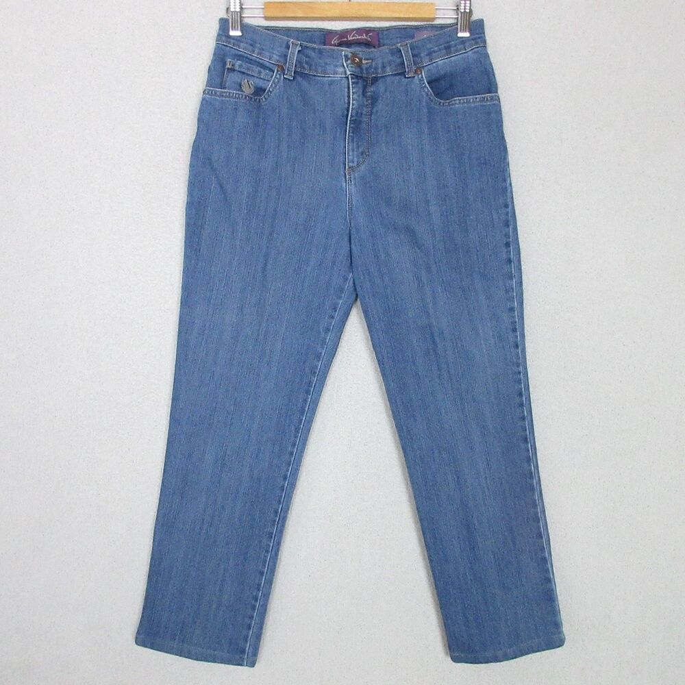 Gloria Vanderbilt Jeans Size 8 Blue Denim Amanda Studded‎ Pockets Straight Leg